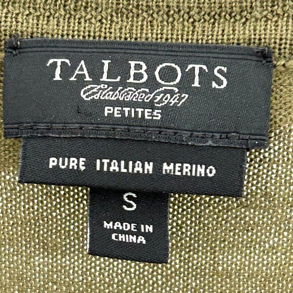 Talbot Button Down Cardigan Sweater Olive Green Petite Small with Pockets - Picture 8 of 8